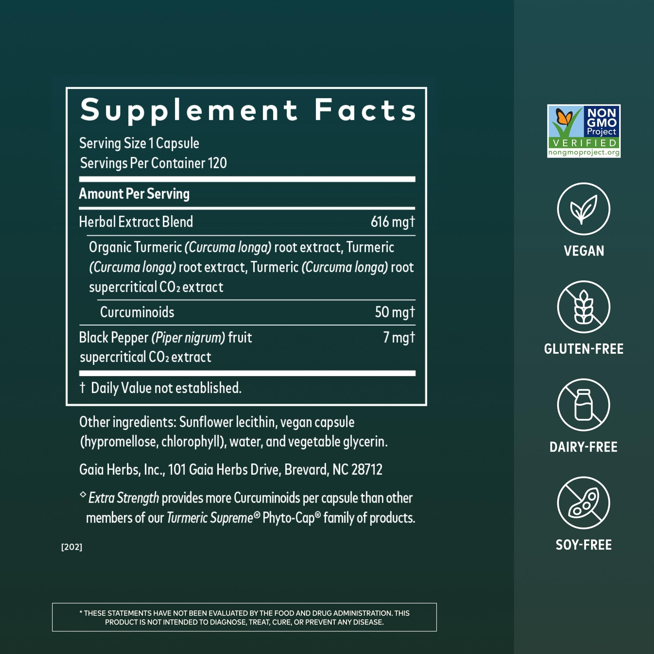 Gaia Herbs Turmeric Supreme Extra Strength - Helps Reduce Occasional Discomfort from Normal Wear & Tear*- 616 mg Organic Turmeric Curcumin Supplement with Black Pepper- 120 Vegan Liquid Phyto-Capsules