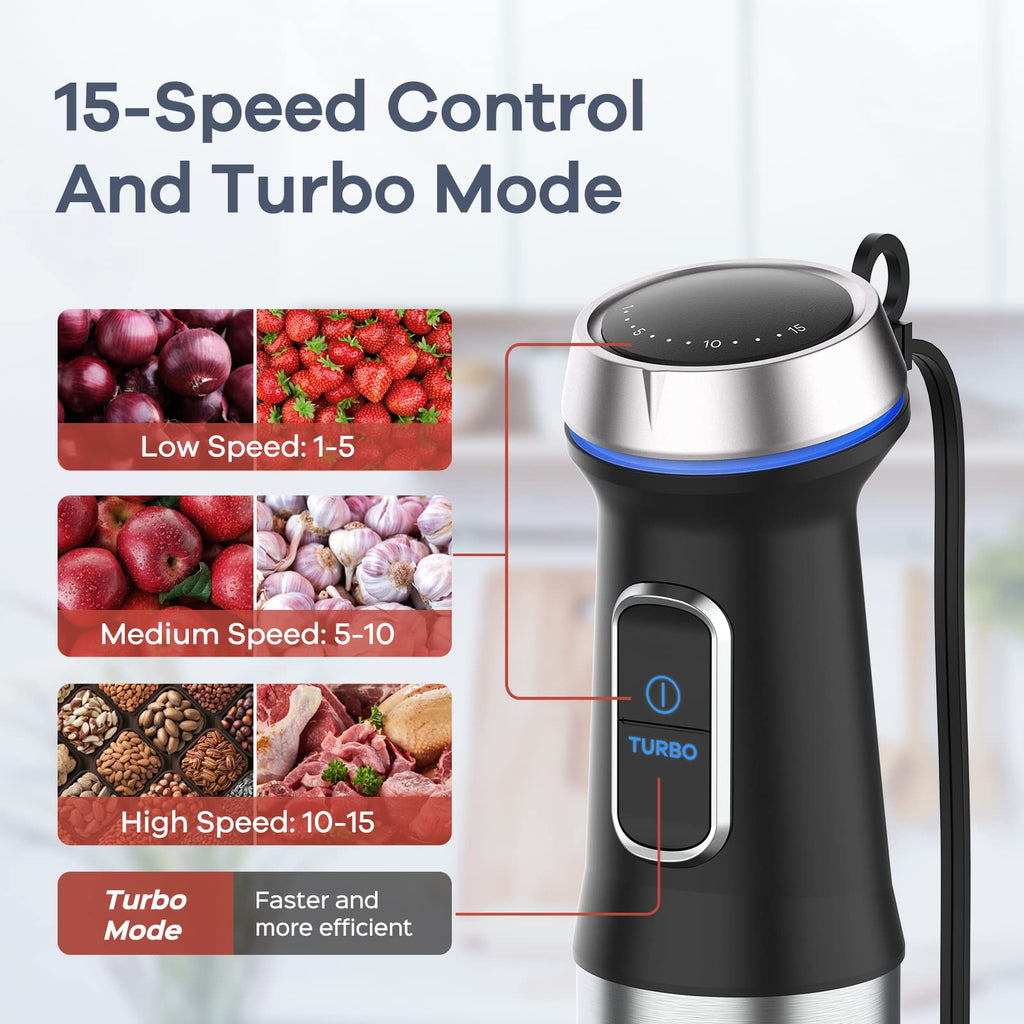 Ganiza Immersion Blender Handheld Corded 8 in 1 Hand Blender Max 1000W