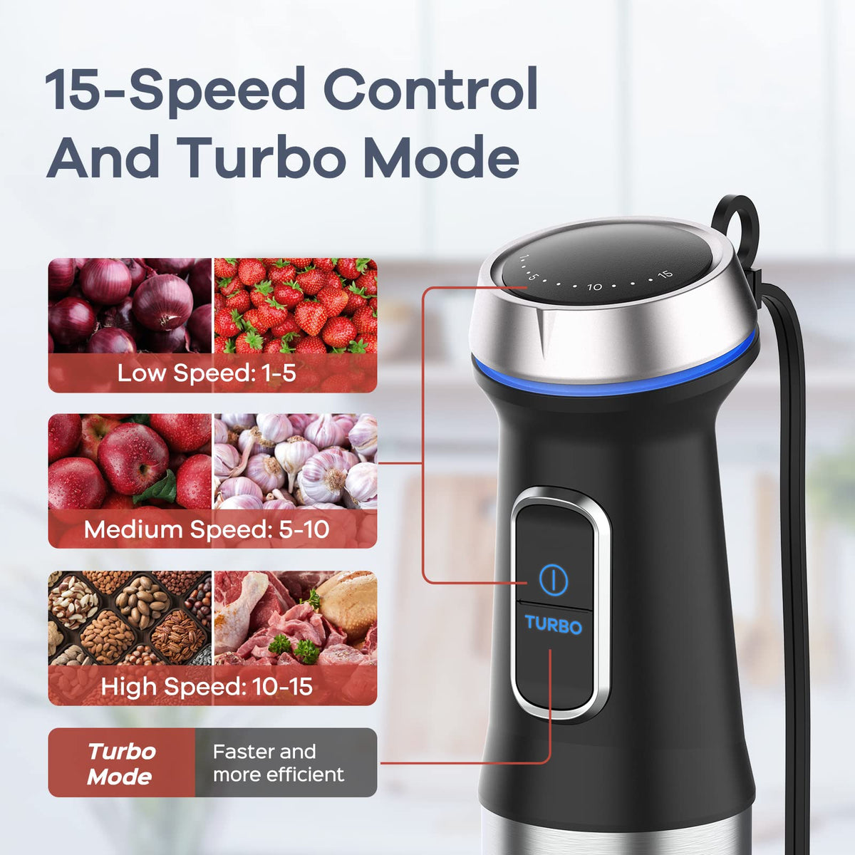 Ganiza Immersion Blender Handheld Corded 8 in 1 Hand Blender Max 1000W