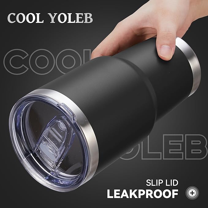30 oz Tumbler with Lid Stainless Steel Tumblers Bulk Vacuum Insulated Cup Reusable Powder Coated Travel Mug Double Wall Leak Proof Cups Keep Cold Drinks for 12 Hours Black, Set of 8