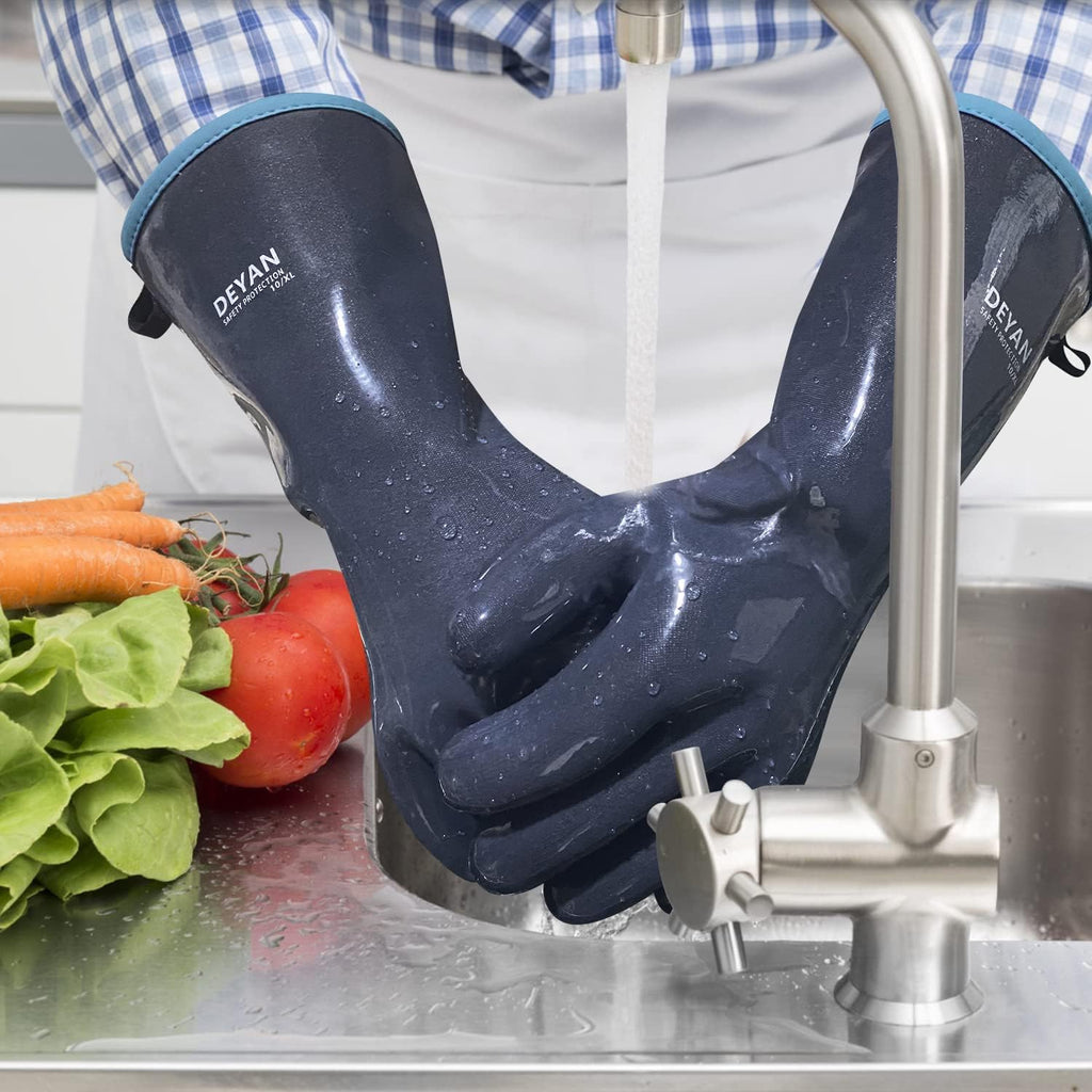 DEYAN Silicone BBQ Grill & Oven Gloves, 600°F Heat Resistant,10/XL
