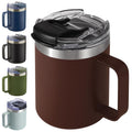 ALOUFEA 12oz Insulated Travel Coffee Mug with Handle, Nut Brown