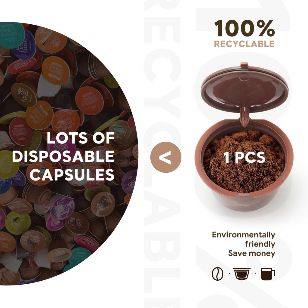 Refillable Capsules Reusable Coffee Pods Compatible for Nescafe Dolcc Gusto Brewers rich crema version（1Pcs Black+2 Pcs Brwon）