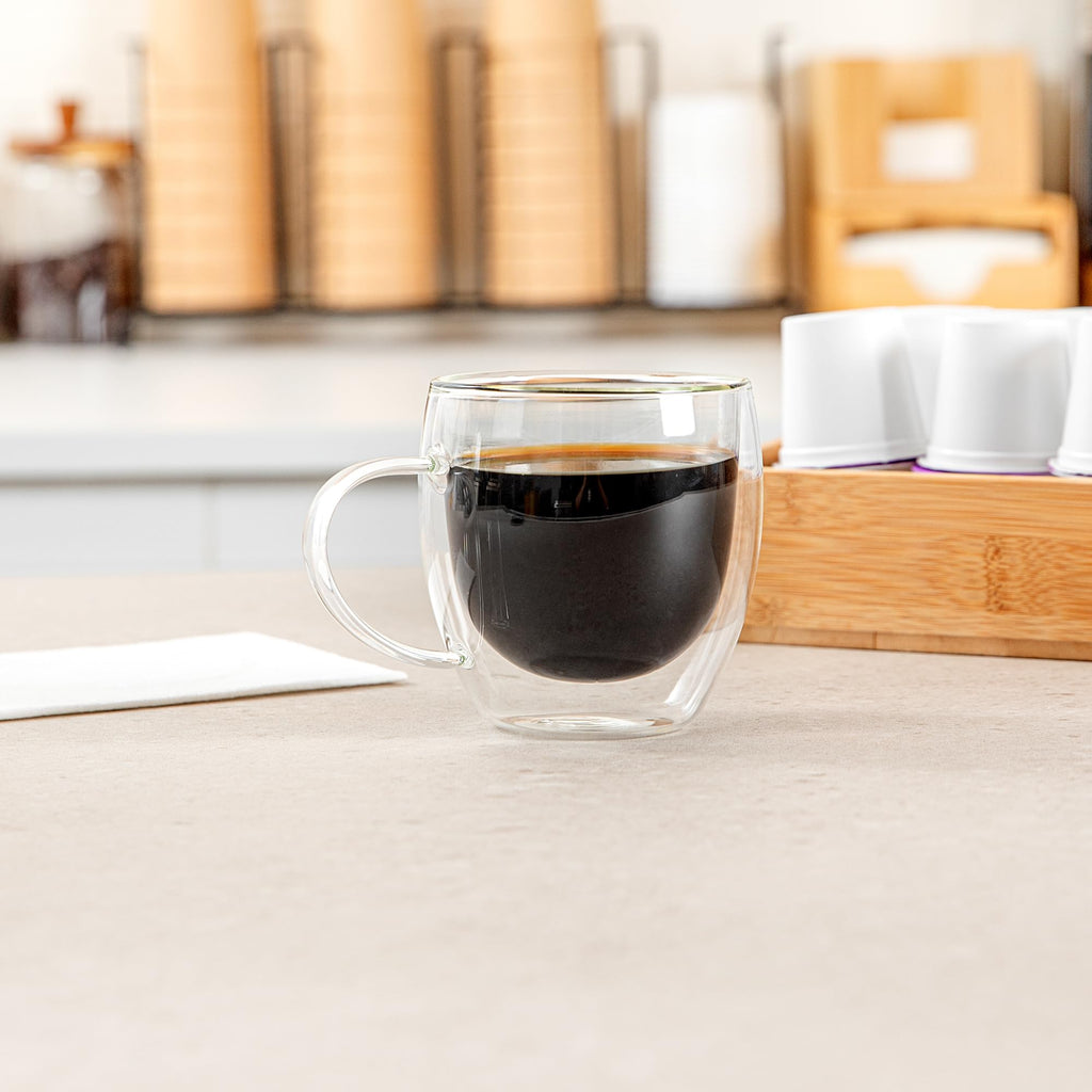 Restaurantware 8 oz Professional Glass Coffee Cup, 2 Pack