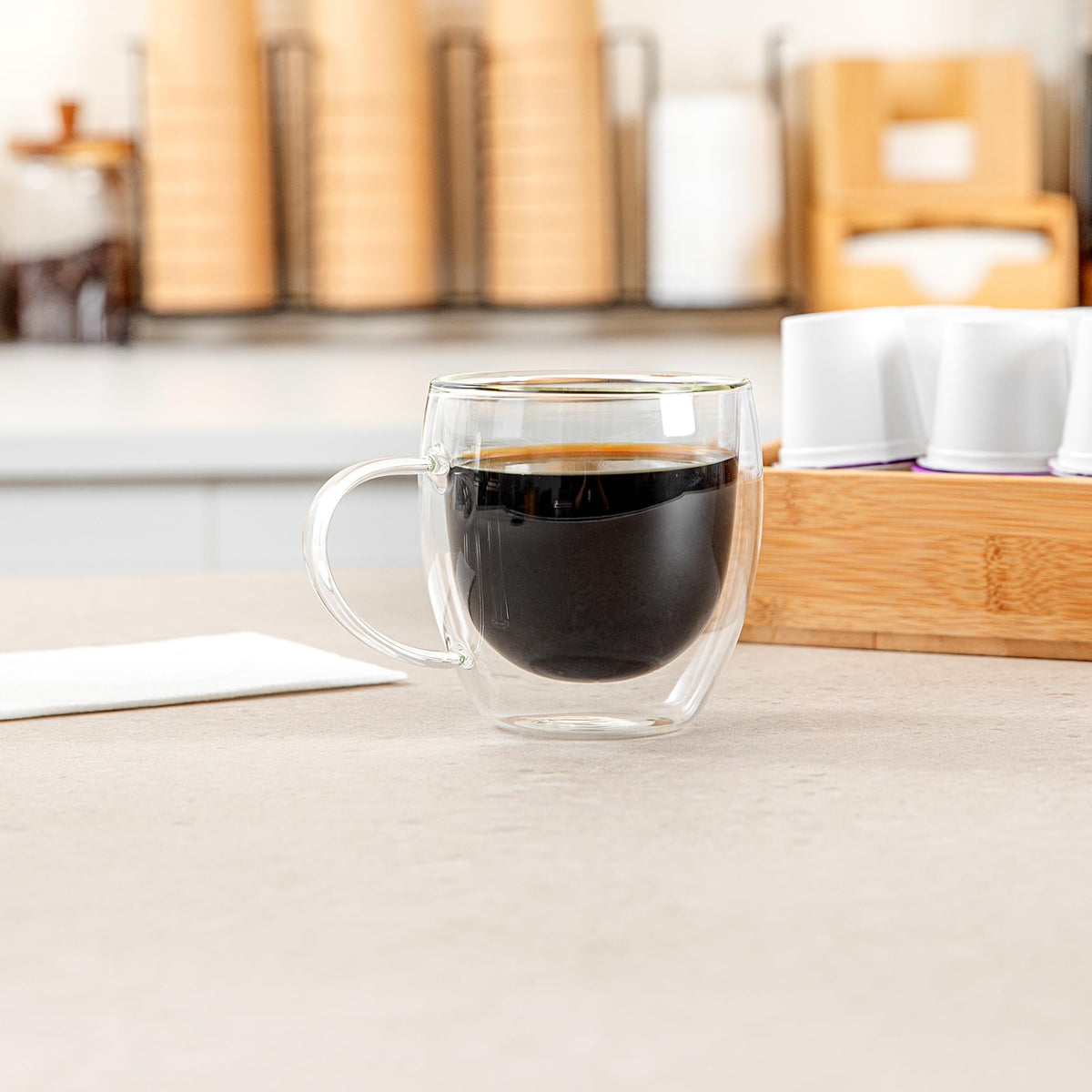 Restaurantware 8 oz Professional Glass Coffee Cup, 2 Pack