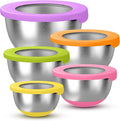 Stainless Steel Mixing Bowls with Lids – Set of 5 Large Nesting Metal Bowls for Kitchen, Baking, Cooking, Food Prep & Storage, Non-Slip Base, Dishwasher Safe, Multicolor