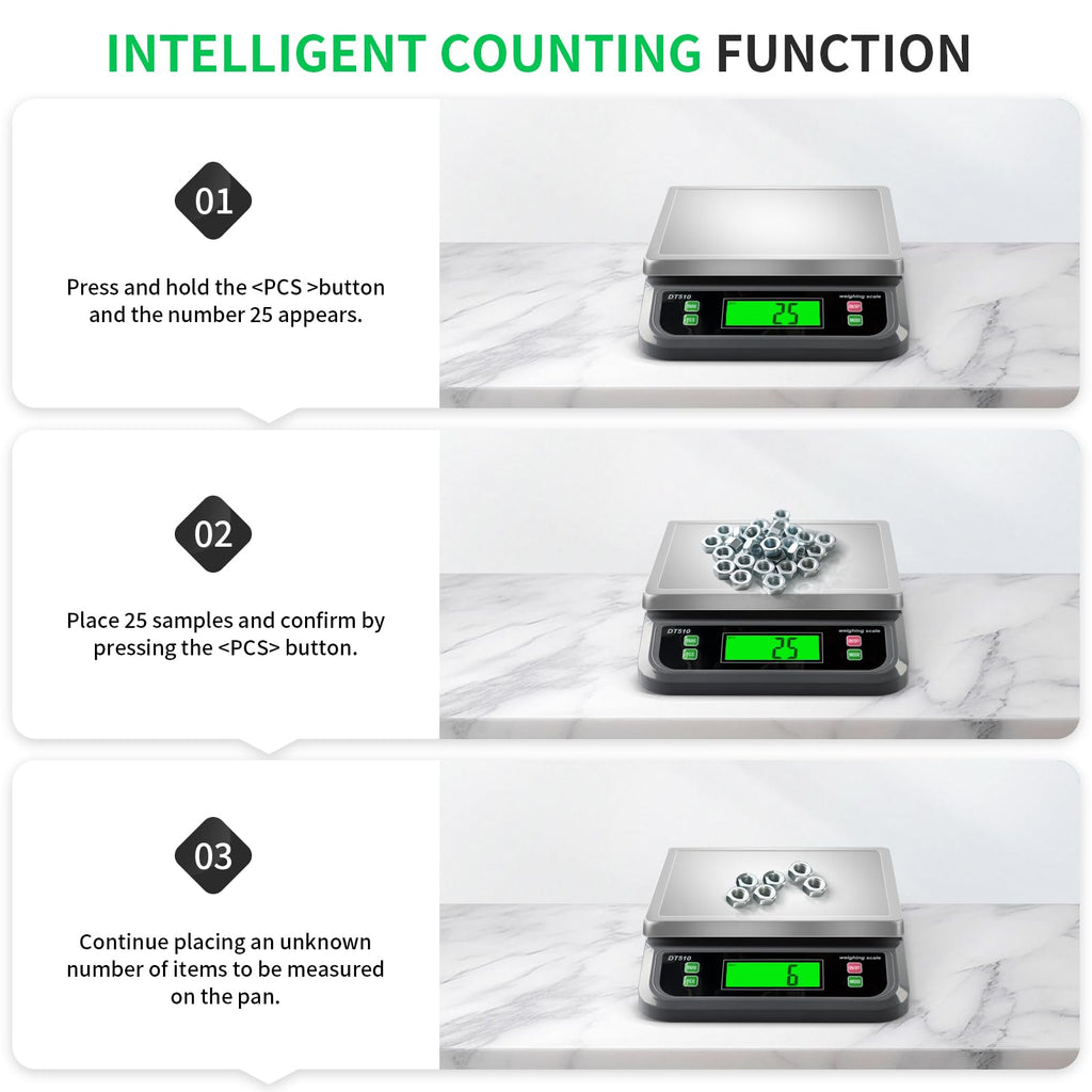 Large Digital Kitchen Scale40kg Stainless Stee with 6 Unit Tare PCS Funtion