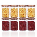 SAIOOL Stackable Kitchen Canisters Set of 8,High Borosilicate Glass Cylinder Airtight Food Storage, sort out the tea, flour, candies, grain easily and clearly