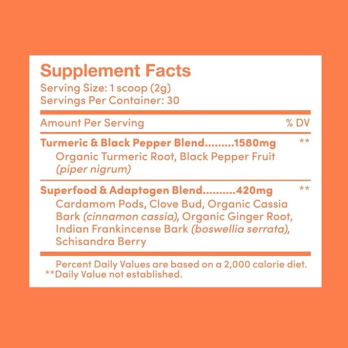 Best Turmeric Golden Milk Organic Turmeric Powder, Cinnamon Ginger & Black Pepper Maximum Absorption, Joint Pain, Gut Health, Sugar-Free, Vegan, Keto (30 Servings)