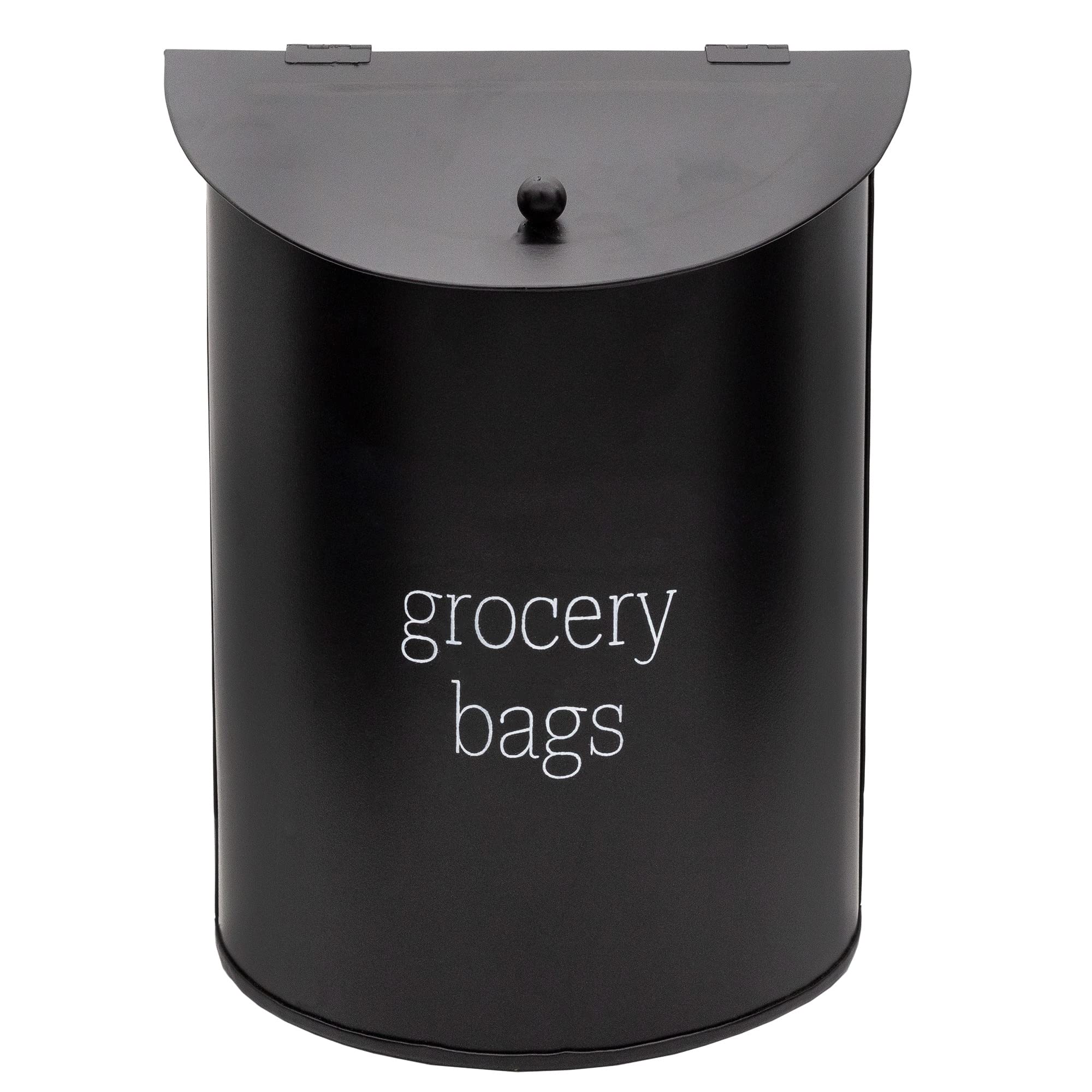 AuldHome Design Enamelware Grocery Bag Holder (Black); Wall-Mounted Modern Farmhouse Style Plastic Bag Dispenser for Kitchen or Laundry Room