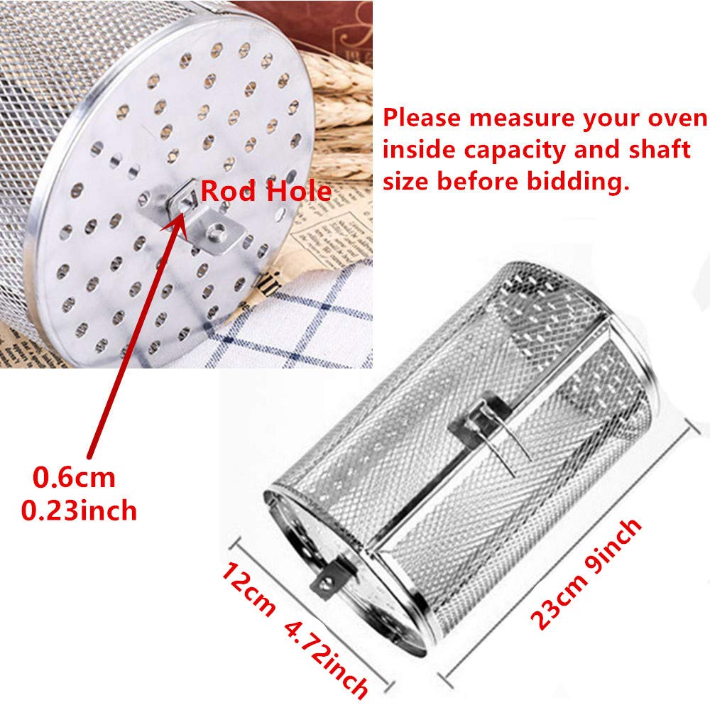 Falytemow Stainless Steel Rotisserie Grill Roaster Drum Oven Basket