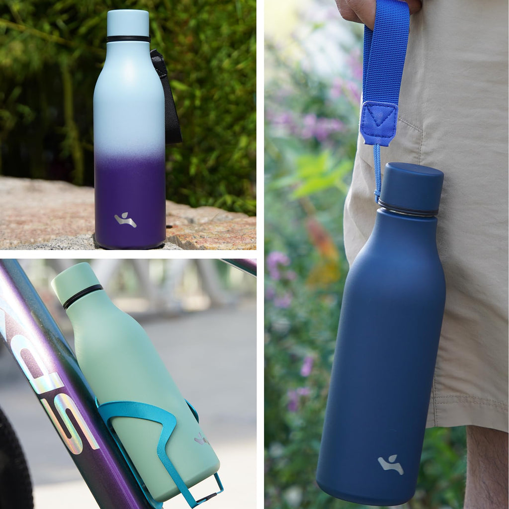 Konokyo 18 oz Insulated Stainless Steel Metal Water Bottle with Strap