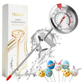 Telead Candy Thermometer Waterproof IP67 - Oil Thermometer for Frying with Clips - 9" Side of Pot Thermometer Deep Fry for Oil Candy Candle BBQ - Silver