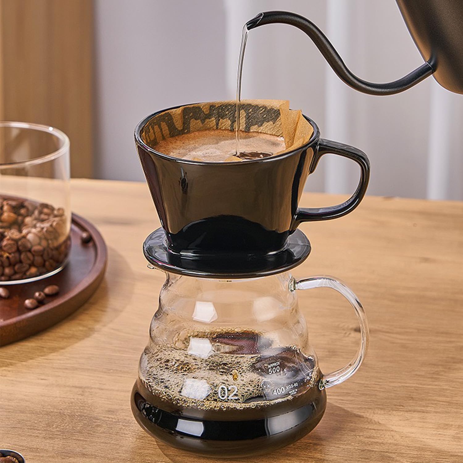 Marirao Pour Over Coffee Maker, Single Cup Coffee Dripper, Manual Porcelain Slow Brewing Accessories for Travel, Camping, Office, Home, Cafe, Coffee Gifts (White, Medium)