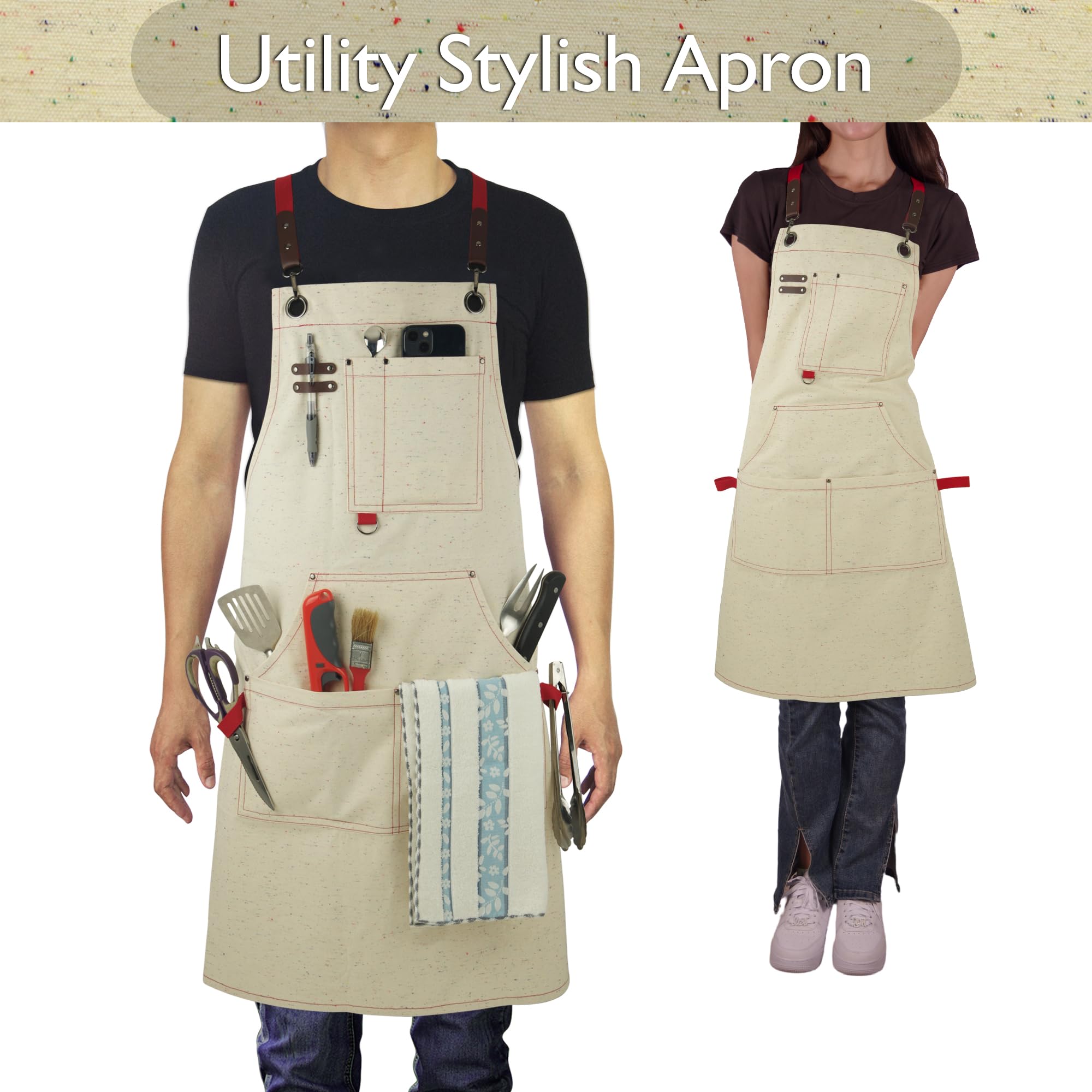 Stenffy Work Aprons, Canvas Apron, Waterproof, Colorful Spots