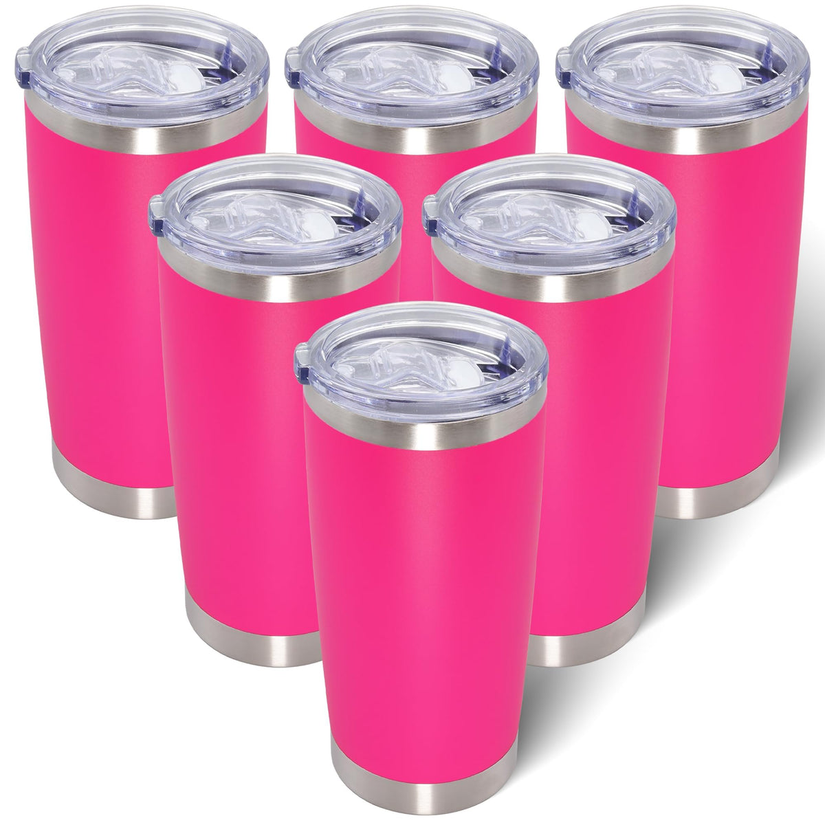 20oz Tumbler with Lid Stainless Steel Tumblers Insulated Mug Hot Pink 12P