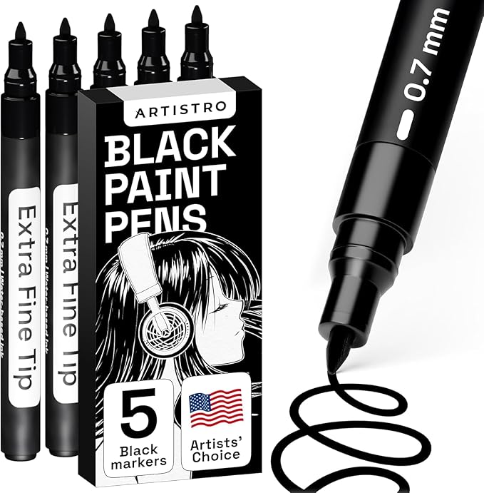 ARTISTRO Black Paint Pens - Jumbo Tips - Set of 5