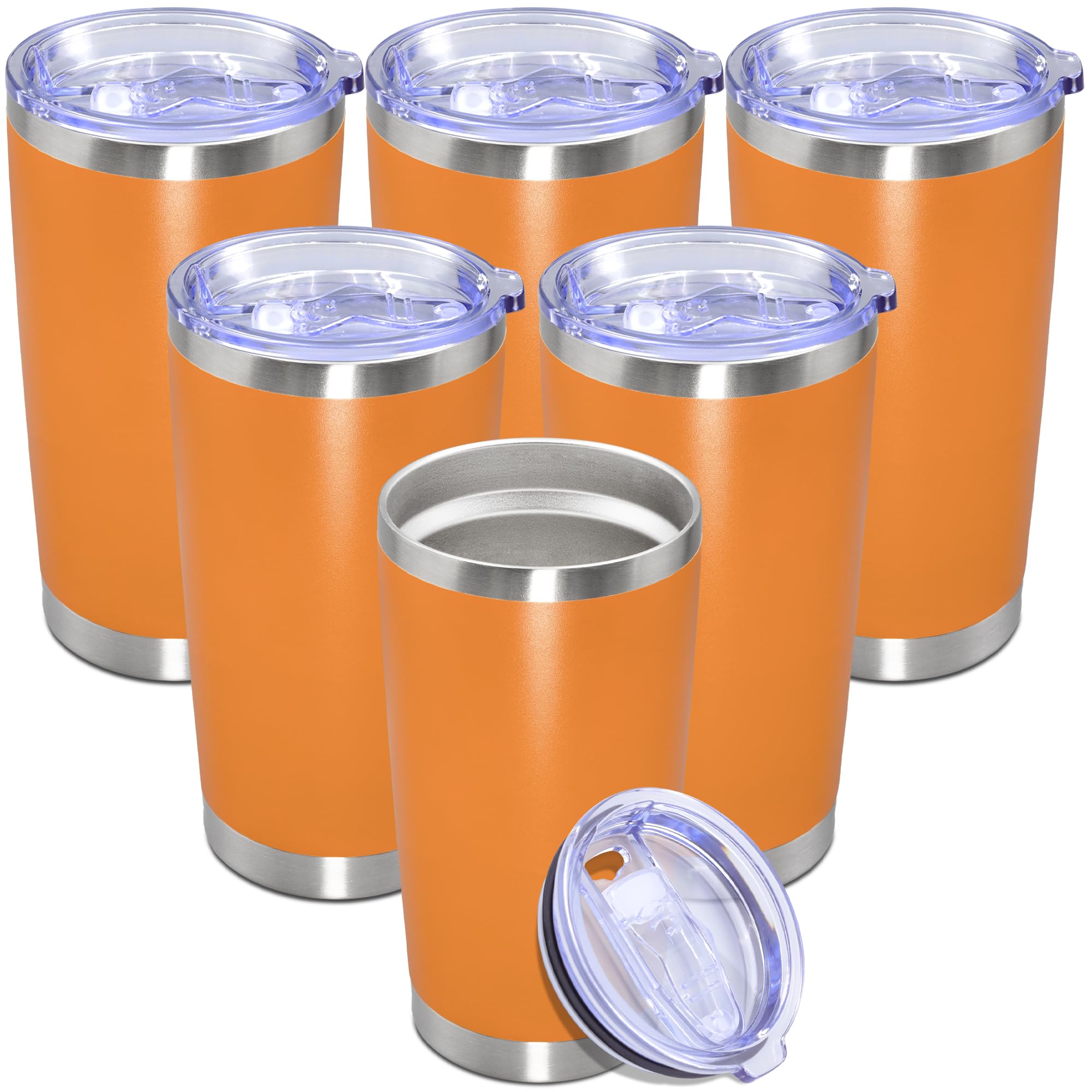 20 oz Tumbler Insulated Tumblers Stainless Steel Coffee Mug,Orange 6PCS