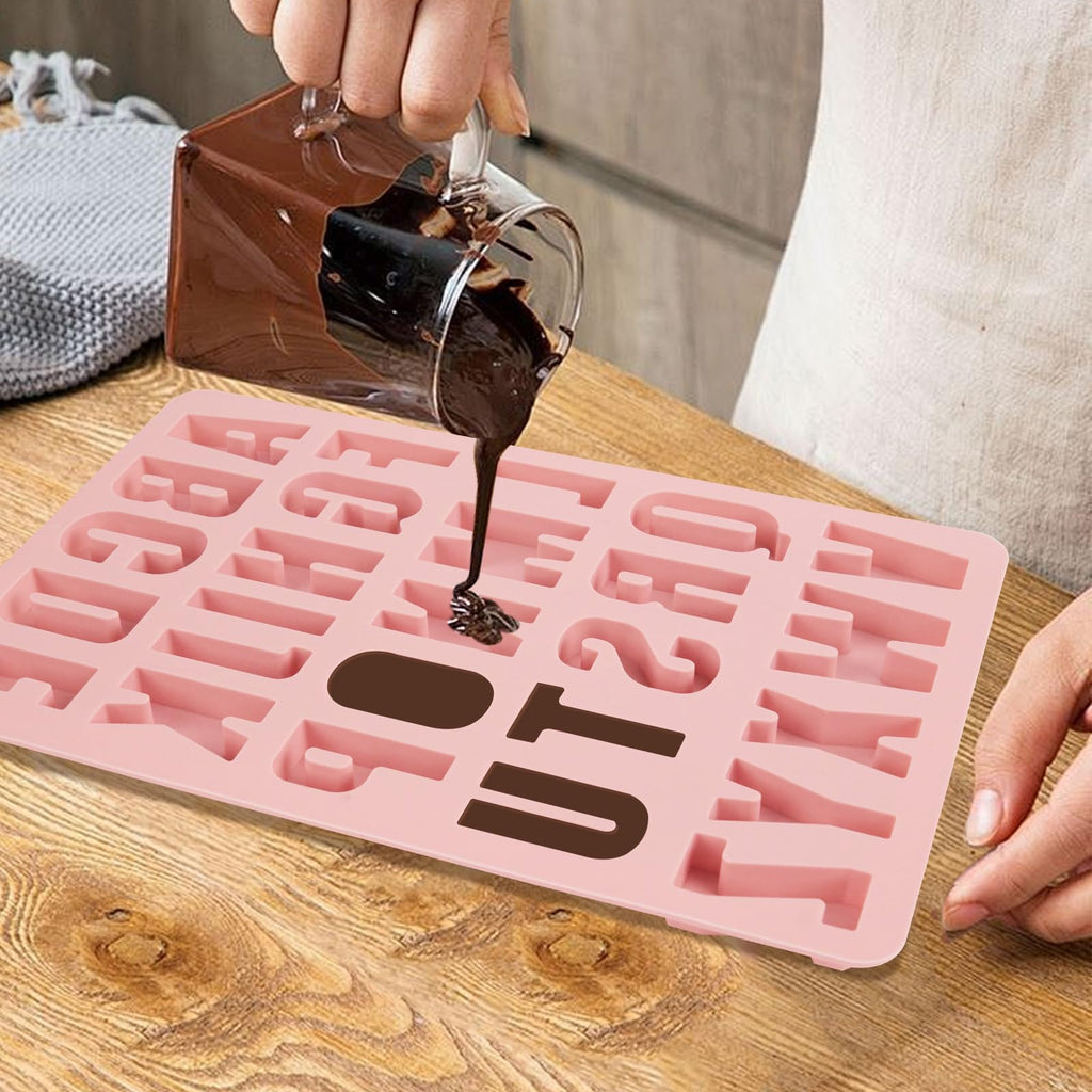 1 Pcs 26 Cavities Silicone Alphabet chocolate letter molds, Letter Molds for Chocolate, Candy, Cake, Biscuit, Large Depth, Easy Release and Clean