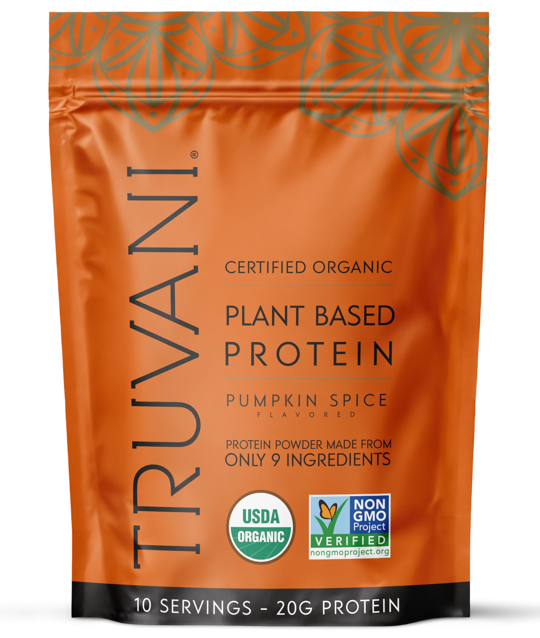 Truvani Organic Plant Based Protein Powder | Pumpkin Spice | 10 Servings