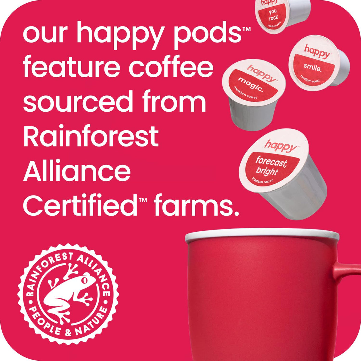 Happy Coffee Medium Roast Coffee Pods, 22 Count