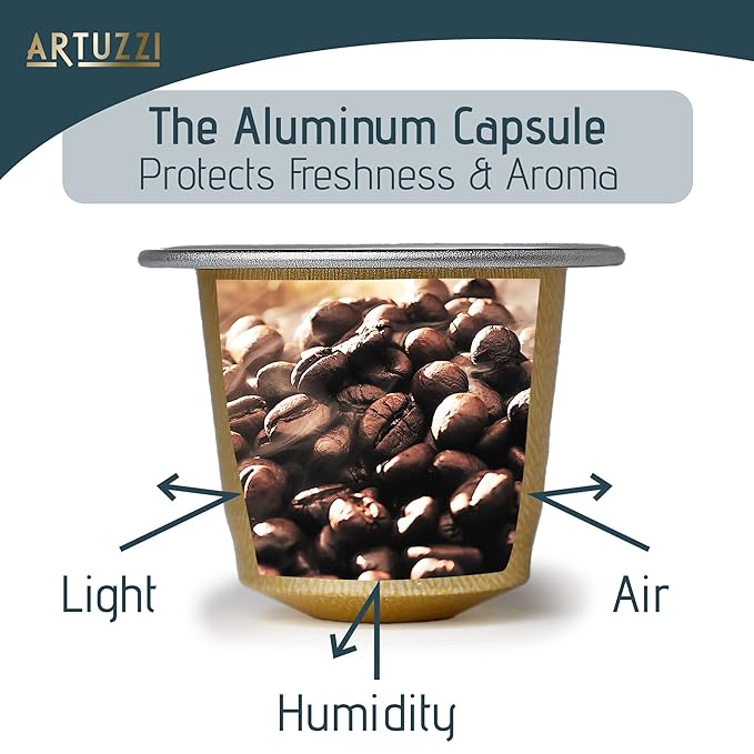 Artuzzi I Compatible Coffee Pods for Nespresso Original Machines I Venezia Lungo Coffee Capsules I Aluminum & Recyclable I Fine Italian Dark Roast Espresso Pods