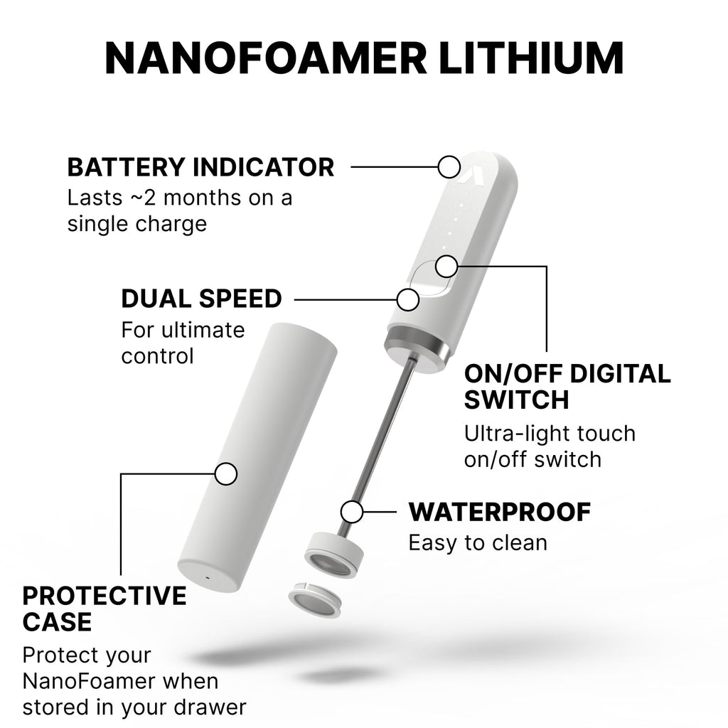 Subminimal NanoFoamer Milk Foamer - Rechargeable Handheld Frother - White