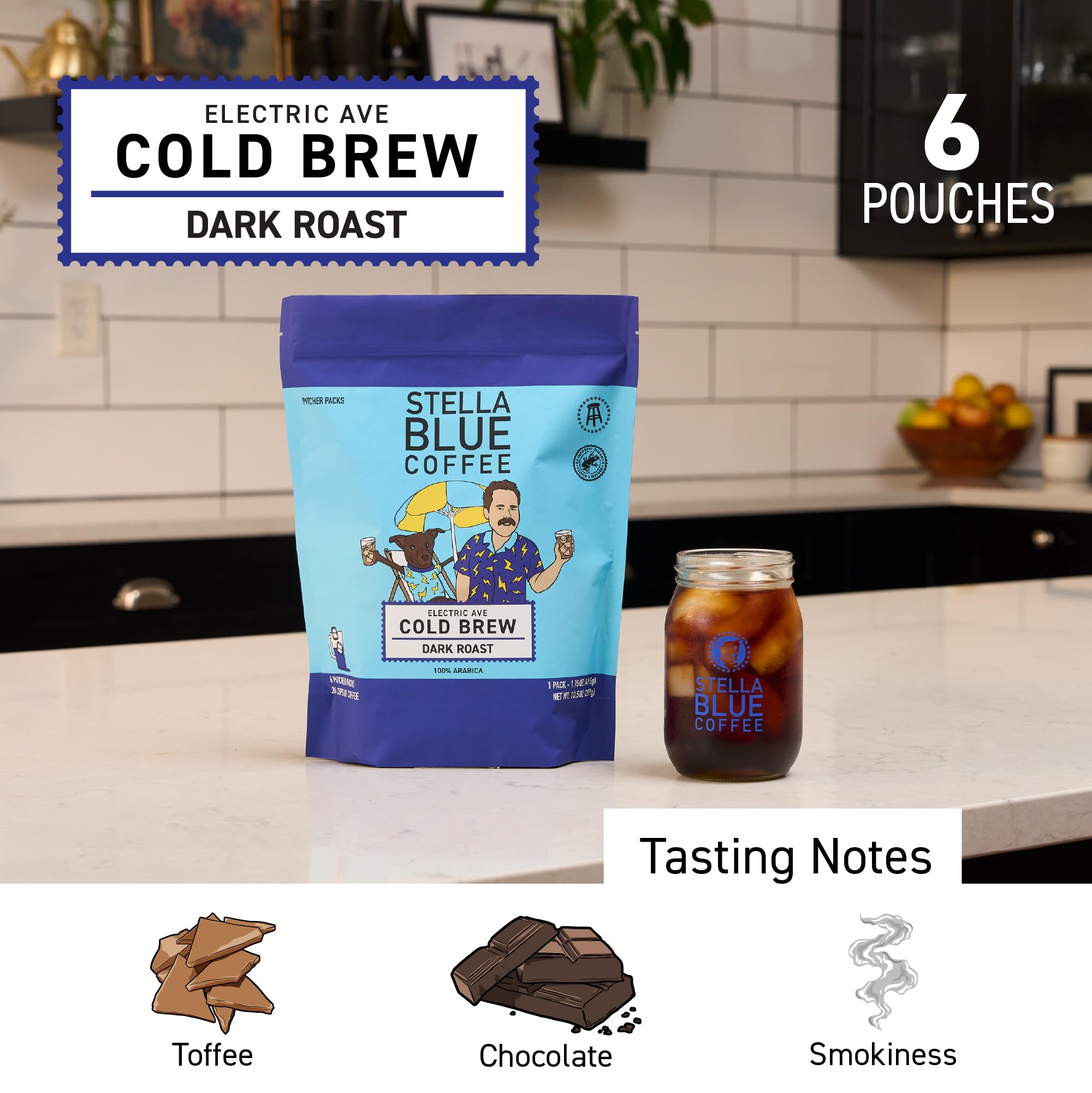 Cold Brew Coffee Bags, Electric Avenue Blend, Dark Roast, Ground Coffee