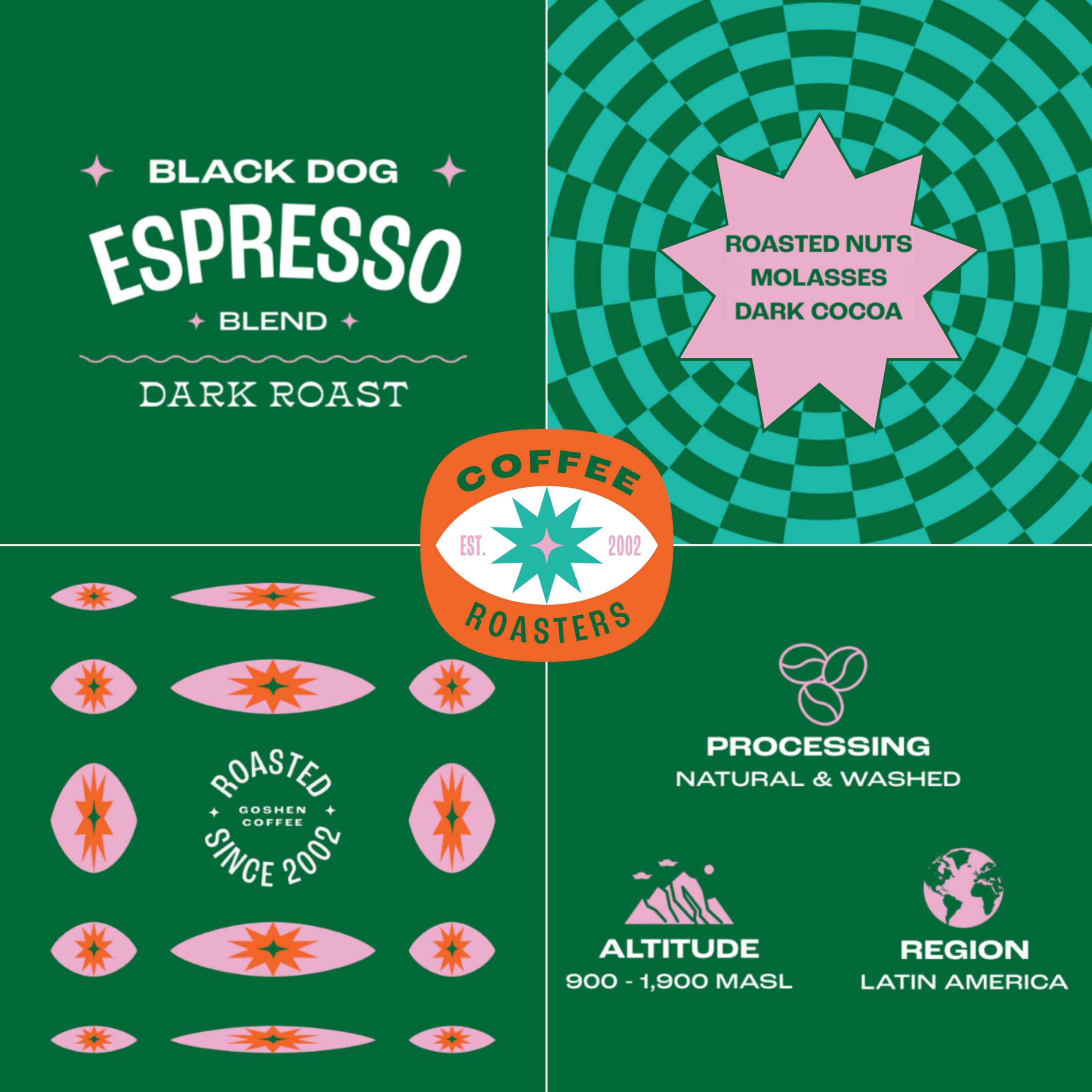 Goshen Coffee Roasters Black Dog Espresso Blend, Dark Roast 2lb Whole Bean