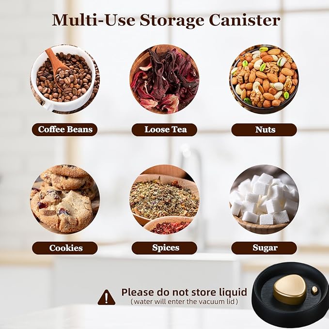 Vacuum Glass Jar with Airtight Lid,41floz/1200ml Borosilicate Glass Coffee Canister Container,Perfect for Coffee Beans & Grounds,Loose Leaf Tea,Candy,Sugar,Nuts,Spices