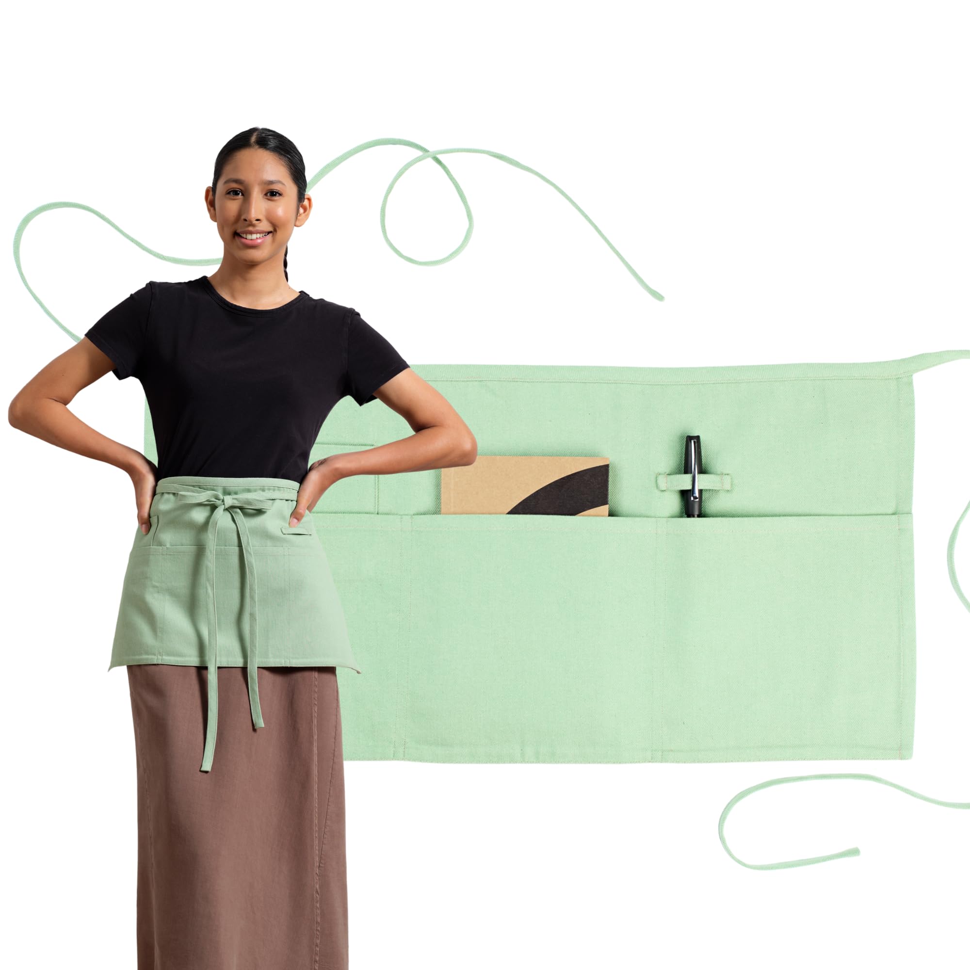 MEEMA Chef Waist Aprons for Women with Pockets, Adjustable Cooking Aprons