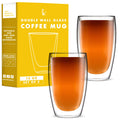 Kitchables Double Walled Glass Coffee Mugs Set of 2, 15oz Insulated Glass Coffee Mugs for Cappuccino, Latte, Tea, Espresso - Latte Cup - Tazas Para Cafe