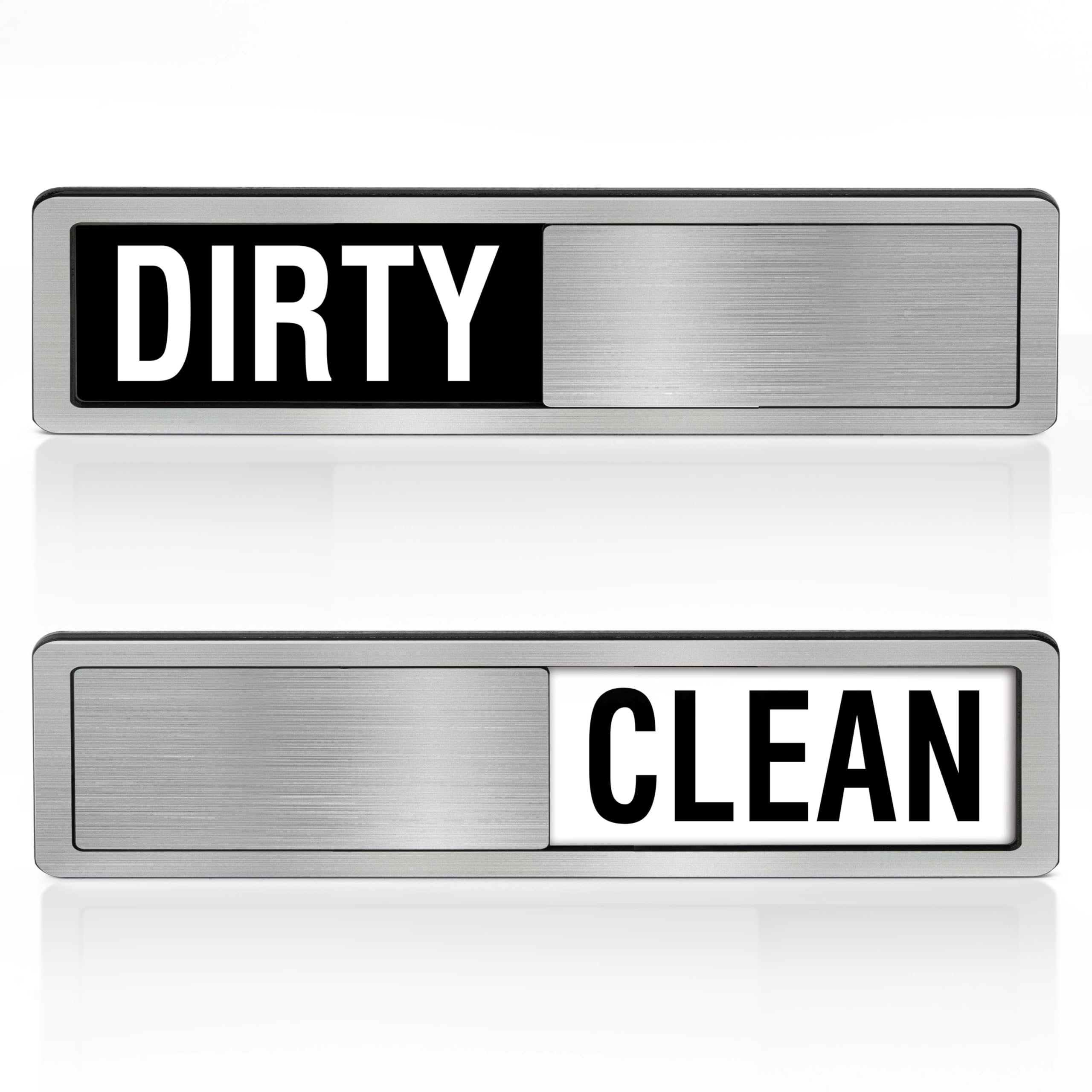 Dishwasher Clean Dirty Sign-Dishwasher Magnet Stainless Steel Clean Dirty Sign for Kitchen Organization Farmhouse Dishwasher Slide Indicator, Optional Adhesive Stickers