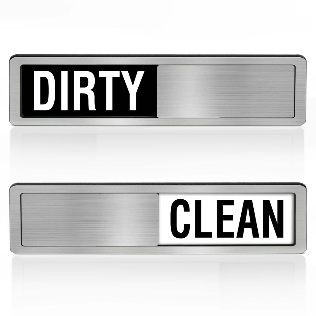 Dishwasher Clean Dirty Sign-Dishwasher Magnet Stainless Steel Clean Dirty Sign for Kitchen Organization Farmhouse Dishwasher Slide Indicator, Optional Adhesive Stickers