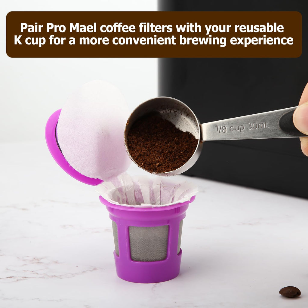 Pro Mael Disposable K Cup Coffee Filters with Lid, Coffee Filter Paper for Keurig Brewers Single Serve 1.0 and 2.0, Use with Resusable K Cup Pods, White (200 Count)