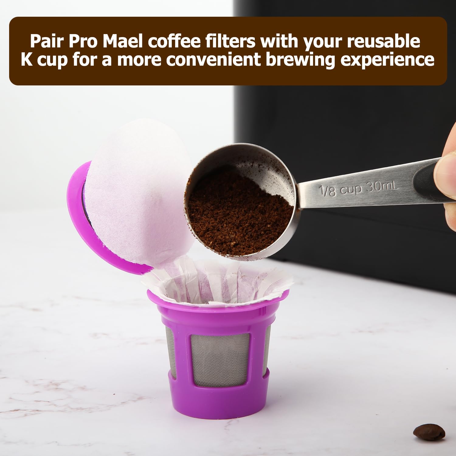 Pro Mael Disposable K Cup Coffee Filters with Lid, Coffee Filter Paper for Keurig Brewers Single Serve 1.0 and 2.0, Use with Resusable K Cup Pods, White (200 Count)