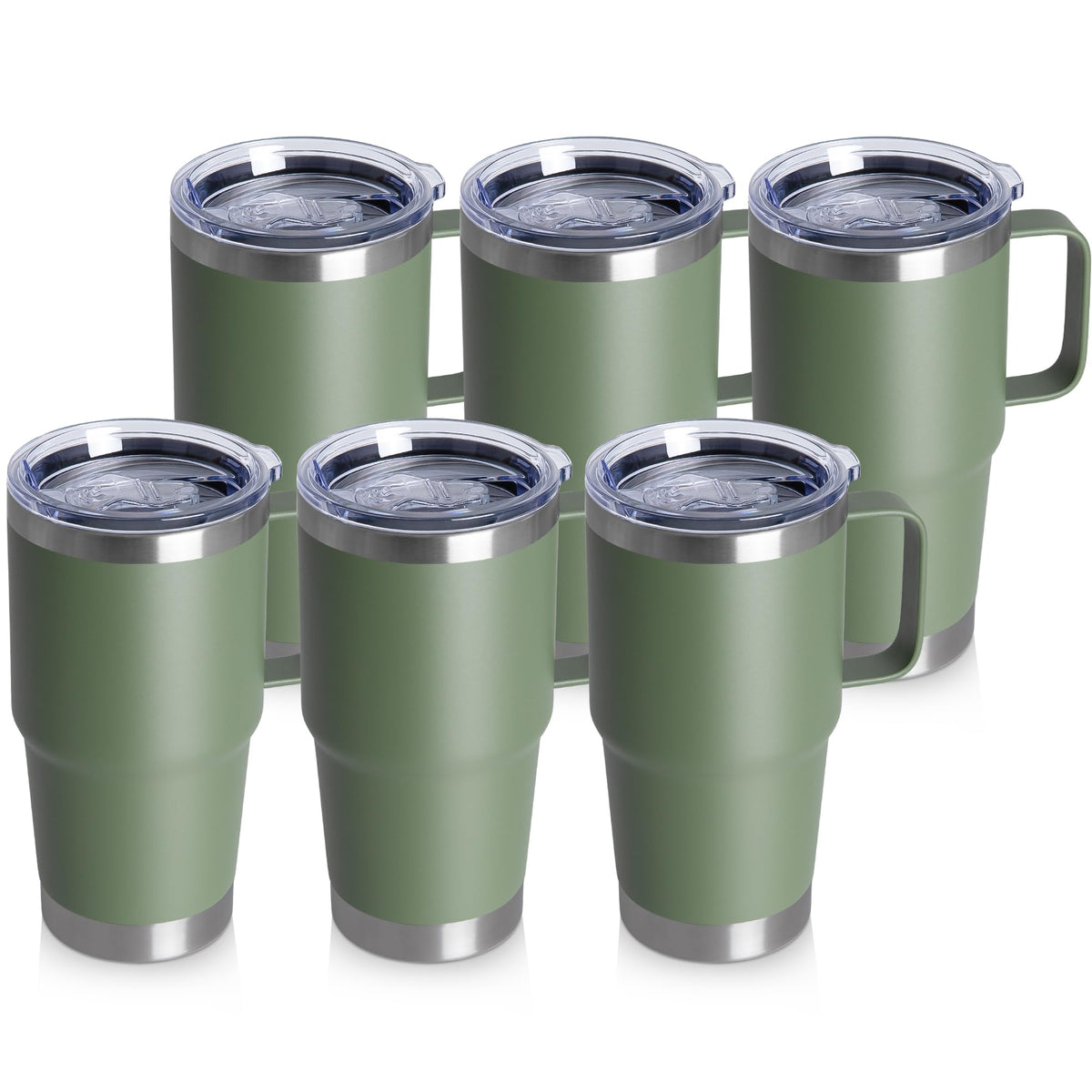 20oz Tumbler with Lid, Stainless Steel Tumbler with Handle, Metal Insulated Travel Coffee Mug with Handle, Double Wall Vacuum Spill Proof Tumbler Cup, Amy Green 1 Pack
