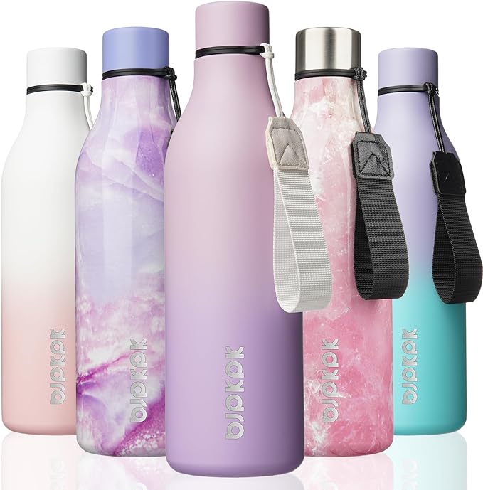 BJPKPK 18oz Insulated Water Bottle, Stainless Steel Bottle with Carry Strap