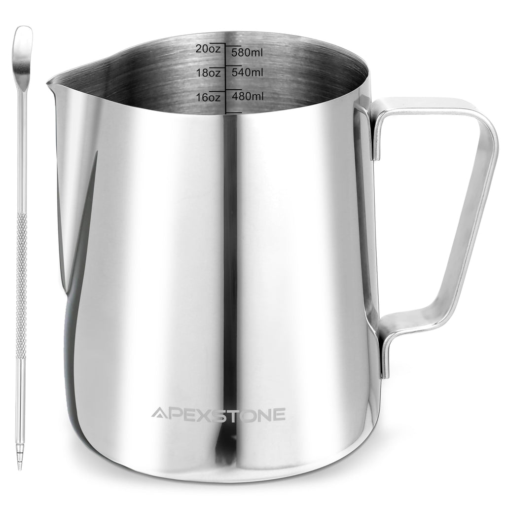 Apexstone Espresso Milk Frothing Pitcher 20 oz, Espresso Steaming Pitcher 20 oz, Coffee Milk Frothing Cup, Coffee Steaming Pitcher 20 oz/600 ml