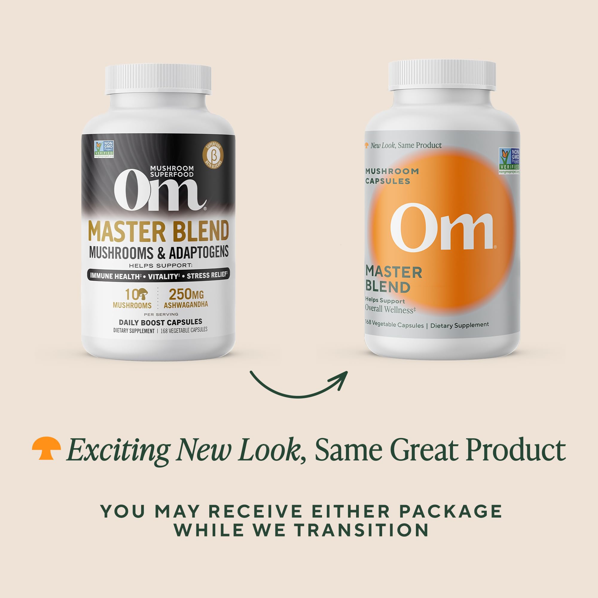 Om Master Blend Mushroom Capsules - Organic Mushroom Supplement with 10 Mushrooms and Ashwagandha – Supports Immunity, Gut Health & Stress Relief, 168 Count (56 Servings)