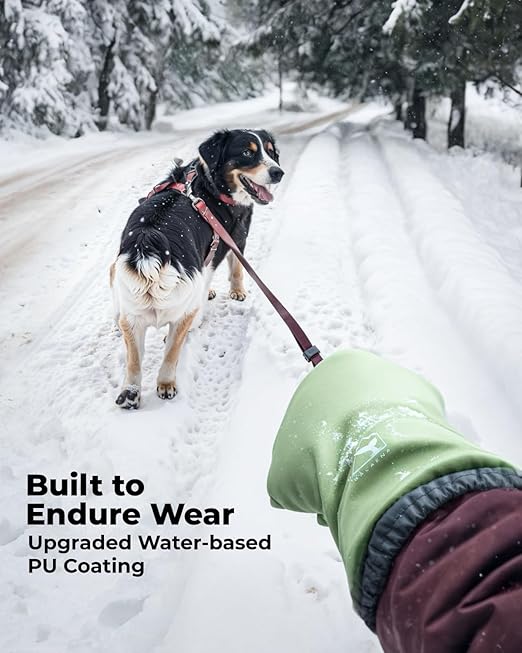 Waterproof Winter Gloves with Grip, Balaena Freezer Gloves for Light Duty Work & Outdoor Adventure, Hiking, Farming, Washing, Ice Fishing, Green, X-Large