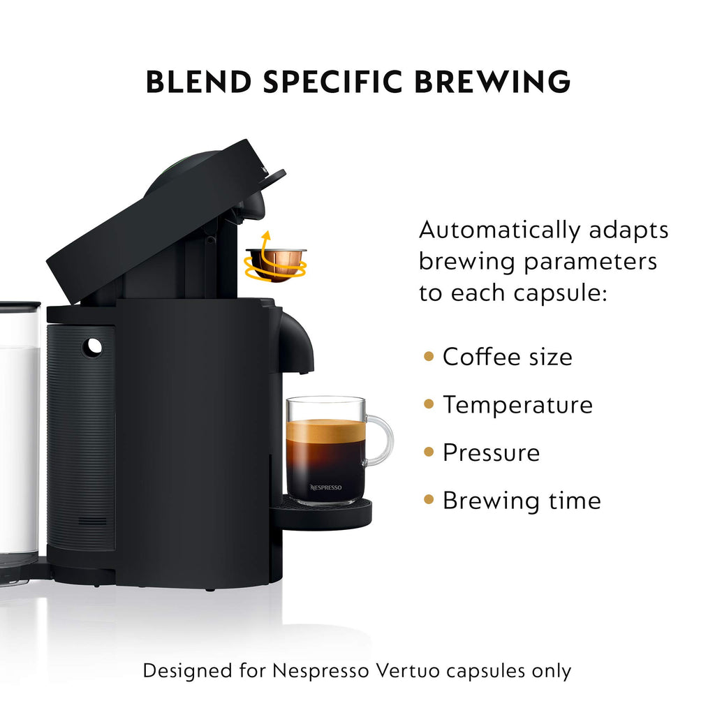 Nespresso Vertuo Plus Deluxe Coffee Machine with Milk Frother, Matte Black