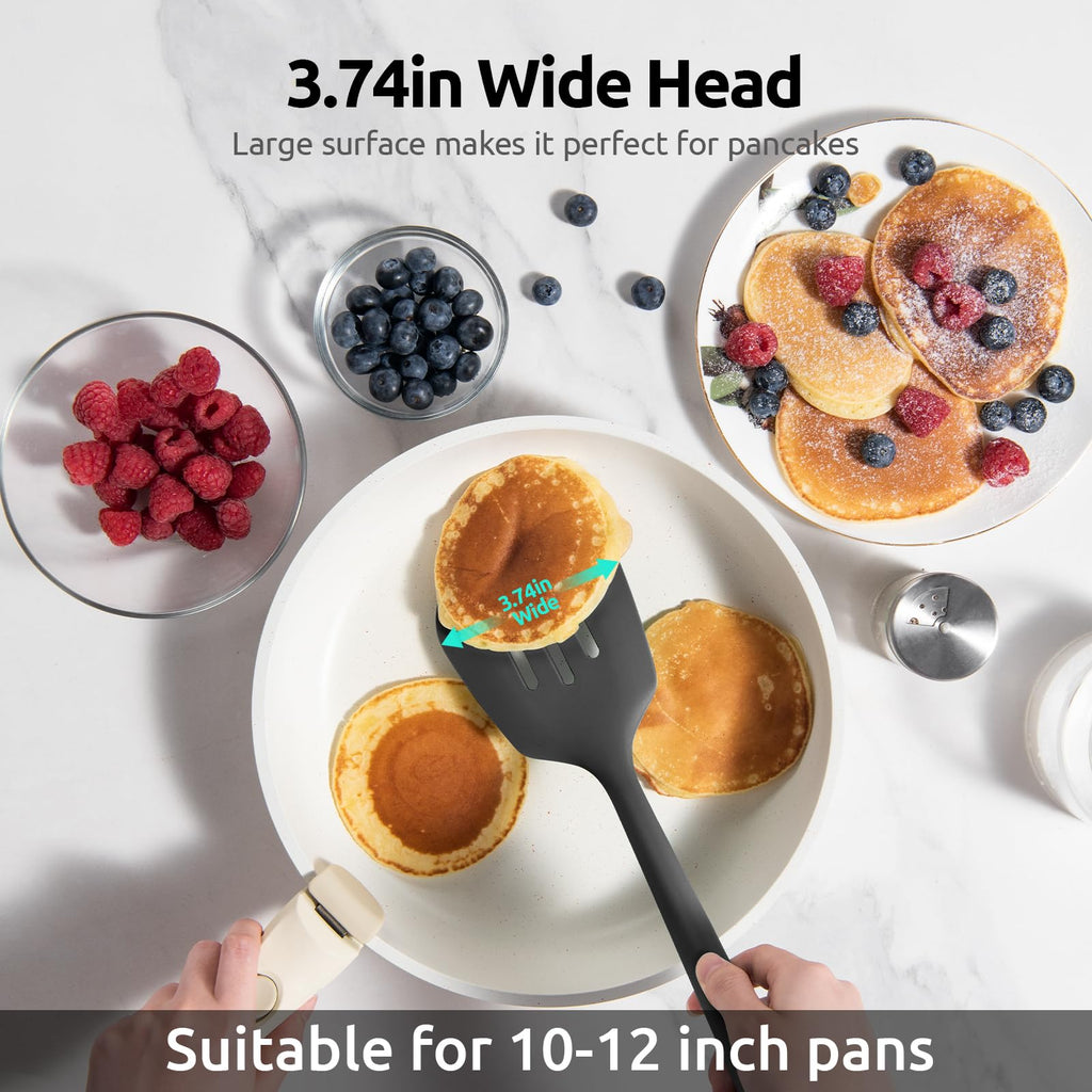 U-Taste Silicone Turner Slotted Spatula, 13.6" Long/3.7" Wide, Black