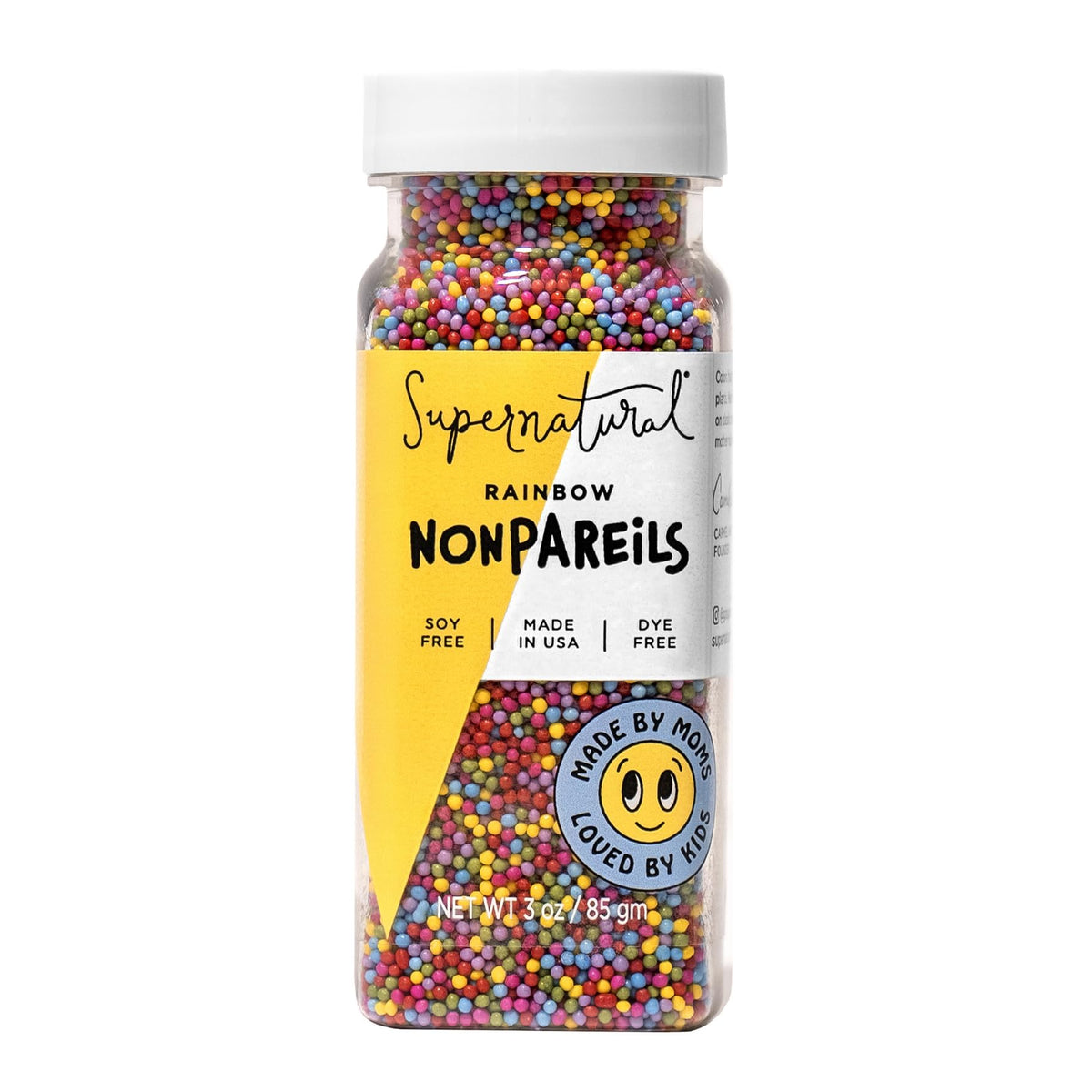 Supernatural Rainbow Nonpareils, Dye-Free Vegan Dessert Sprinkles Mix, 16oz