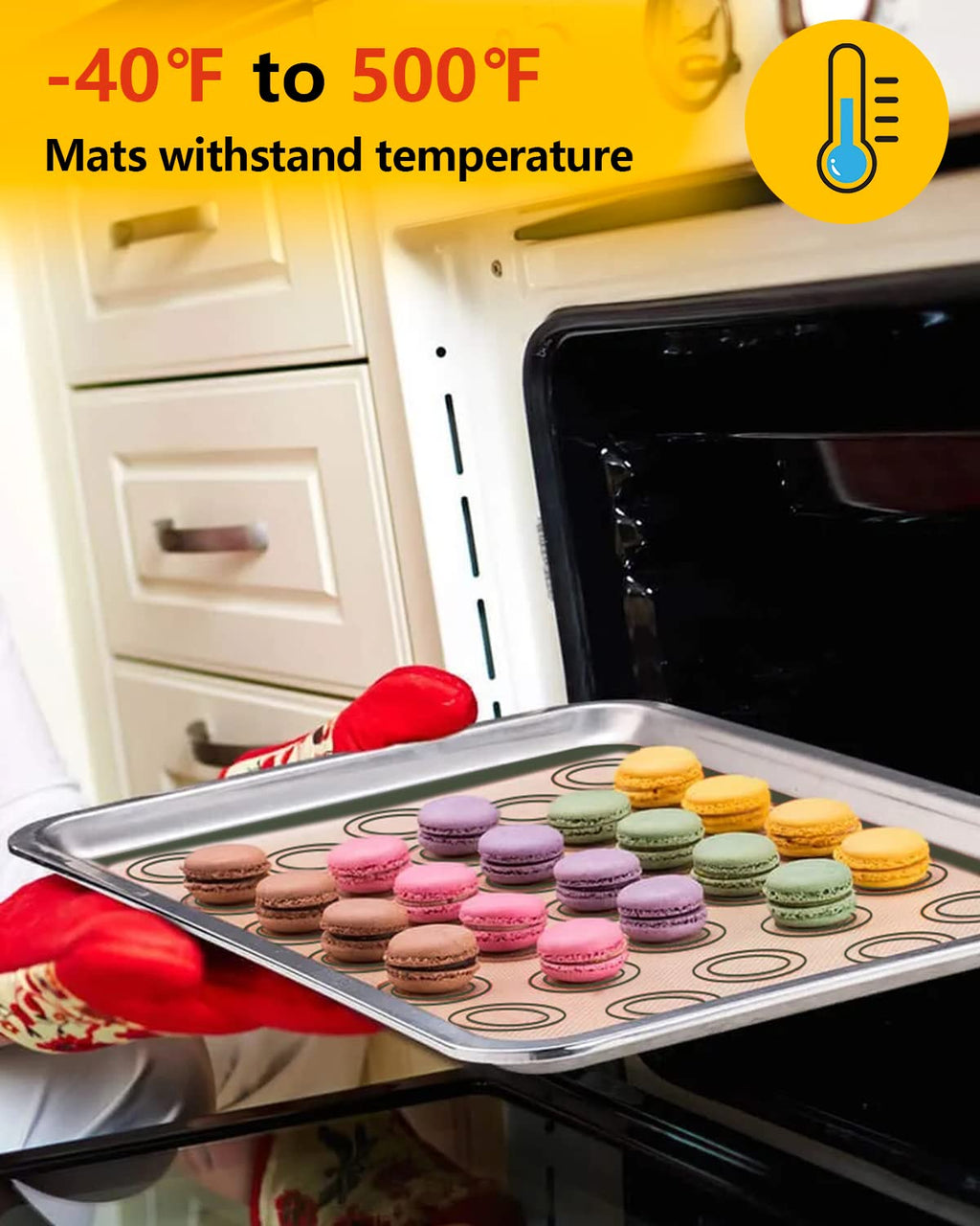 Katbite Macaron Silicone Baking Mat Set of 2 Grey