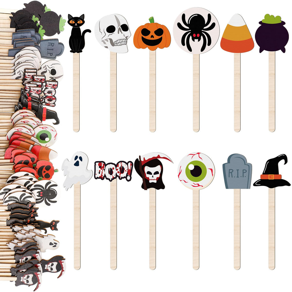 Jinei 120 Pcs Halloween Coffee Stirrers Stir Sticks Natural Wooden Stir Sticks Disposable Drink Stirrers for Stirring Hot Chocolate Milkshake Restaurant Home Office