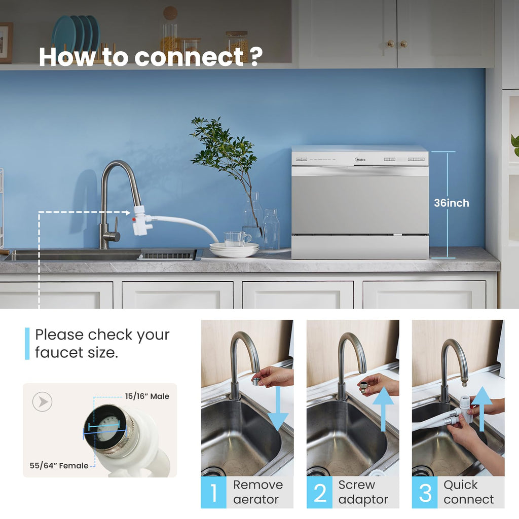 Midea Countertop Dishwasher Portable, 6 Place Settings, Energy Star