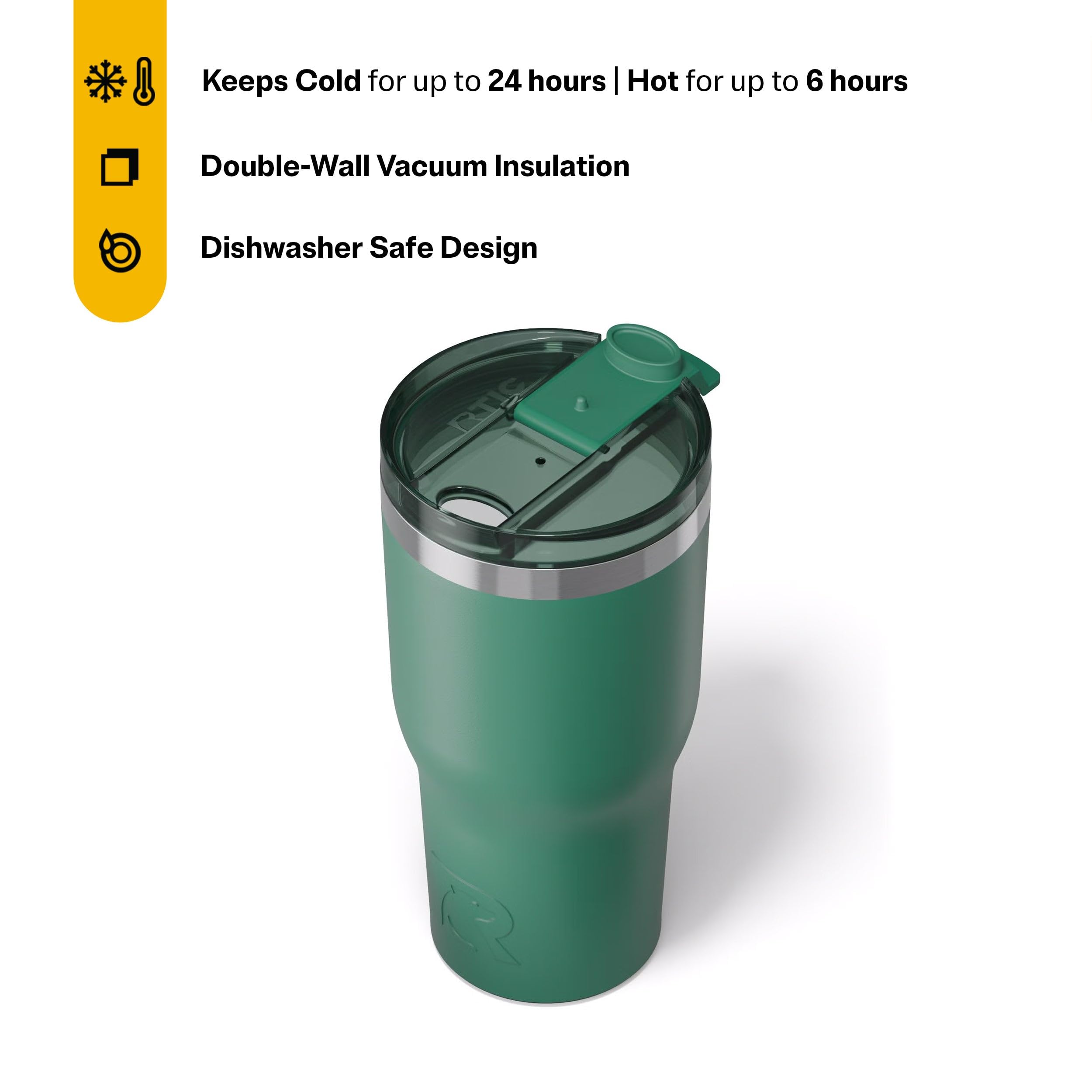 RTIC 30oz Essential Tumbler with Lid, Ceramic Lined, Pine Tree