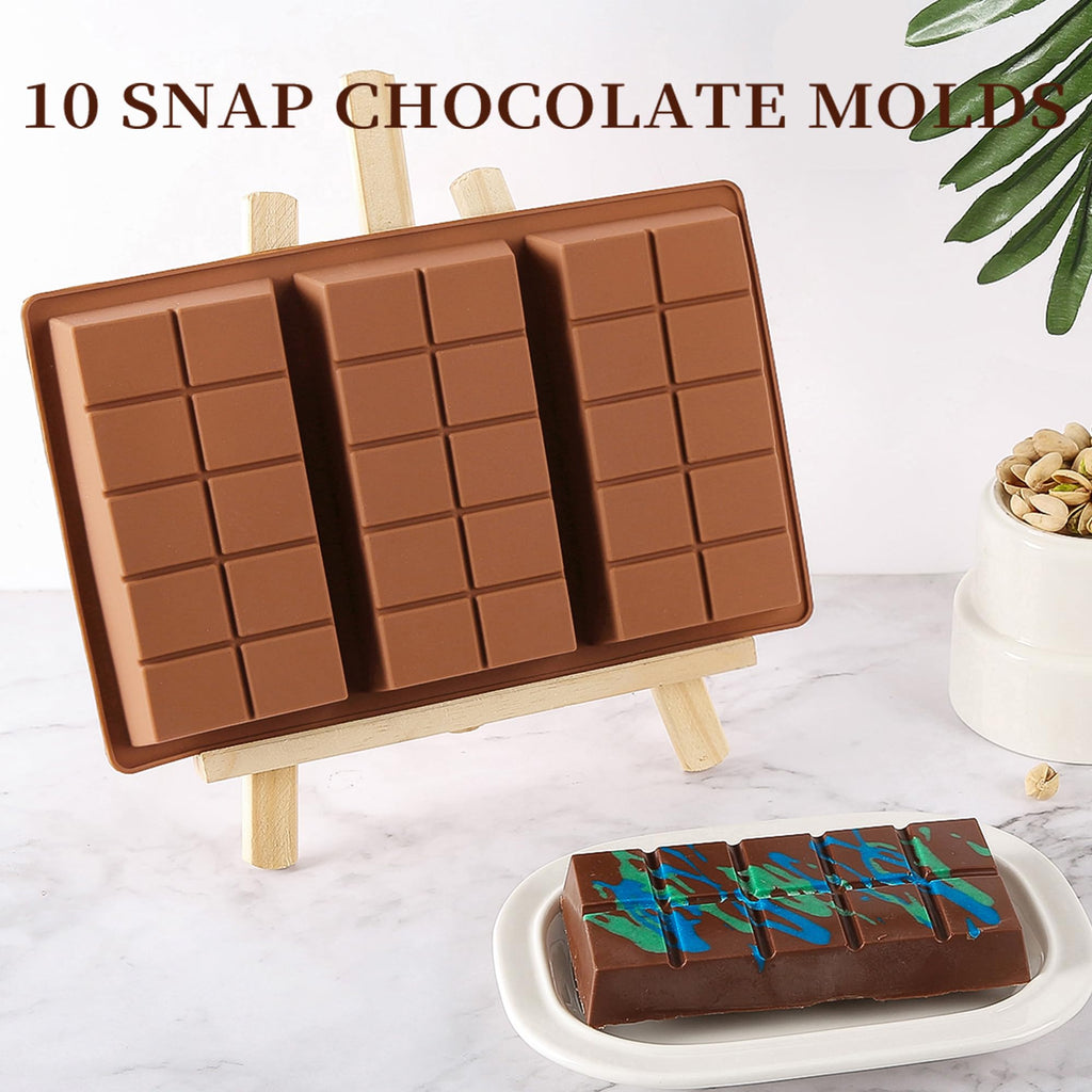 Cunacio 1 Inch Deep Chocolate Bar Mold, 3 Cavity Large Dubai Chocolate Molds, Thick Candy Bar Mould for Filling（3 Packs）