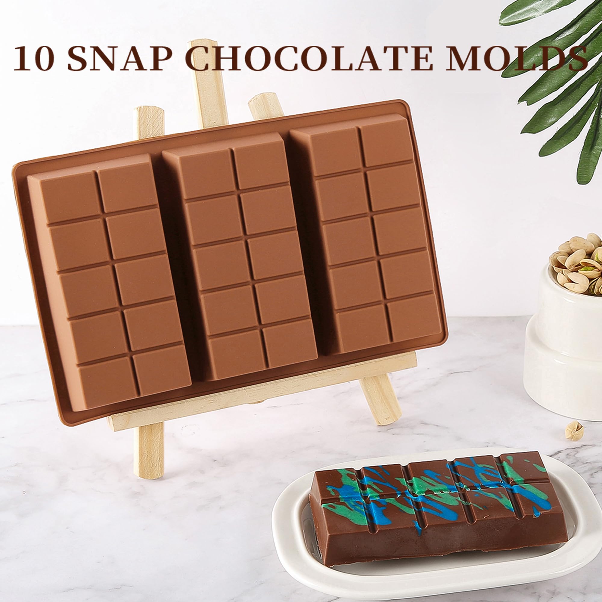 Cunacio 1 Inch Deep Chocolate Bar Mold, 3 Cavity Large Dubai Chocolate Molds, Thick Candy Bar Mould for Filling（3 Packs）